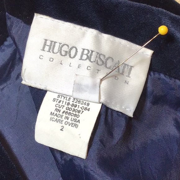 ๐VTG HUGO BUSCATI Midnight Blue Cotton Velvet Lined Back Zip - Picture 4 of 11